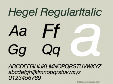 Hegel RegularItalic 1.0 Thu Nov 02 14:36:58 1995图片样张