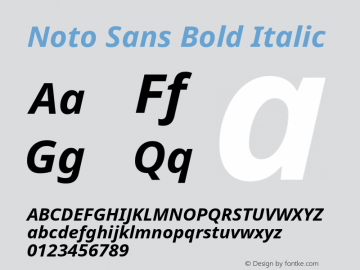 Noto Sans Bold Italic  Font Sample