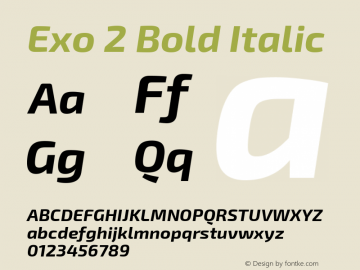 Exo 2 Bold Italic  Font Sample