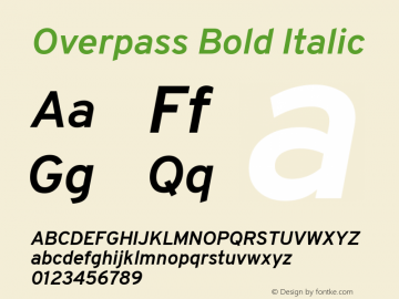 Overpass Bold Italic  Font Sample