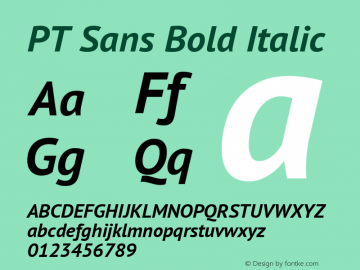 PT Sans Bold Italic  Font Sample