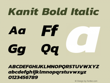 Kanit Bold Italic  Font Sample