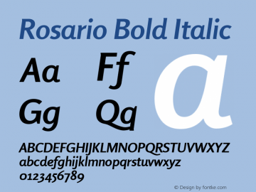 Rosario Bold Italic  Font Sample