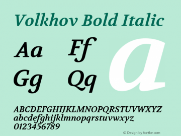 Volkhov Bold Italic 图片样张