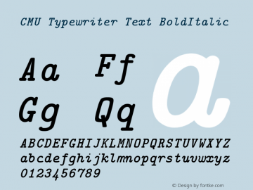 CMU Typewriter Text BoldItalic  Font Sample