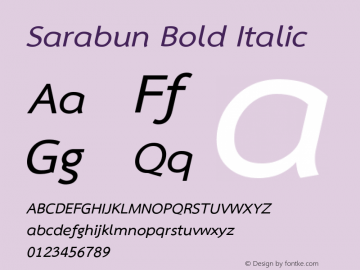 Sarabun Bold Italic  Font Sample