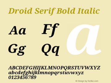 Droid Serif Bold Italic  Font Sample