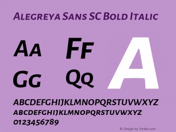 Alegreya Sans SC Bold Italic 图片样张