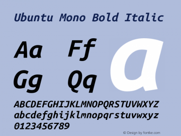 Ubuntu Mono Bold Italic  Font Sample