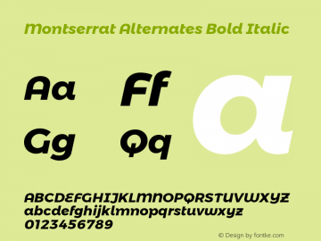 Montserrat Alternates Bold Italic 图片样张