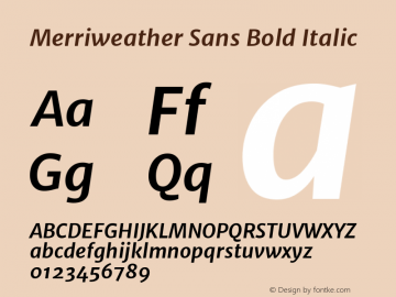 Merriweather Sans Bold Italic  Font Sample