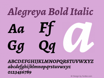 Alegreya Bold Italic 图片样张