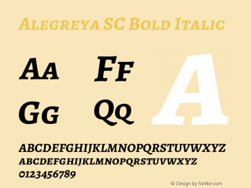Alegreya SC Bold Italic  Font Sample