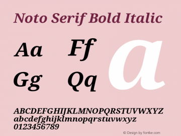 Noto Serif Bold Italic  Font Sample