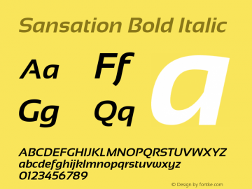 Sansation Bold Italic  Font Sample