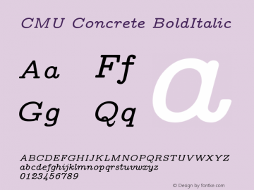 CMU Concrete BoldItalic  Font Sample