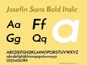 JosefinSans Version 1.0 Font Sample