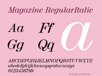 Magazine RegularItalic 1.0 Thu Nov 02 16:26:28 1995图片样张