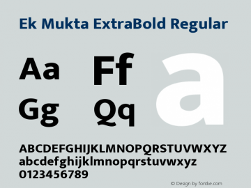Ek Mukta ExtraBold Regular  Font Sample