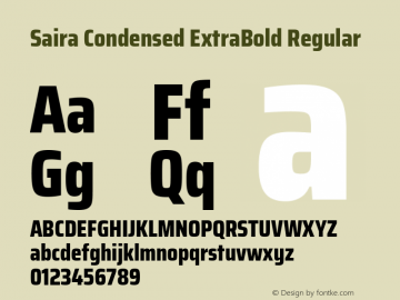 Saira Condensed ExtraBold Regular  Font Sample