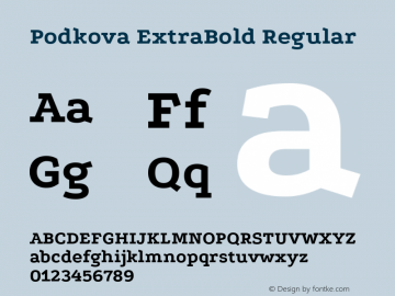 Podkova ExtraBold Regular  Font Sample