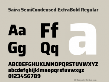Saira SemiCondensed ExtraBold Regular  Font Sample