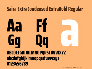 SairaExtraCondensedExtraBold Version 1.0 Font Sample