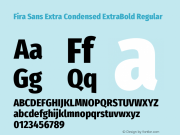 FiraSansExtraCondensedExtraBold Version 1.0 Font Sample