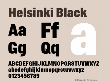 Helsinki Black Version 2.001;PS 002.001;hotconv 1.0.70;makeotf.lib2.5.5900 Font Sample