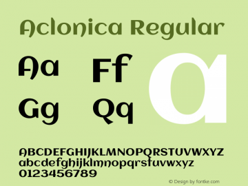 Aclonica Regular Version 1.001 Font Sample
