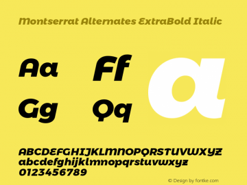 Montserrat Alternates ExtraBold Italic 图片样张