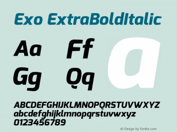 Exo ExtraBoldItalic  Font Sample
