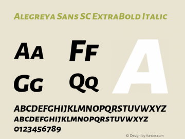 Alegreya Sans SC ExtraBold Italic  Font Sample