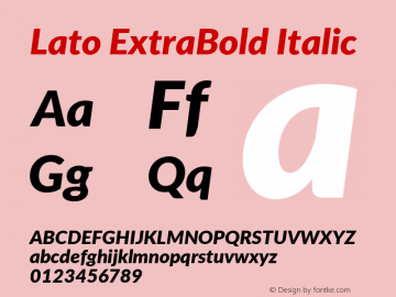 Lato ExtraBold Italic  Font Sample