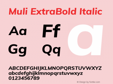 Muli ExtraBold Italic 图片样张