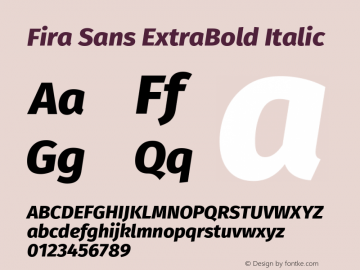 Fira Sans ExtraBold Italic  Font Sample