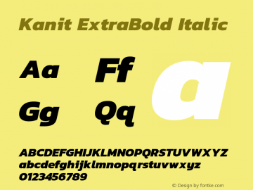 Kanit ExtraBold Italic 图片样张