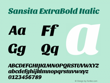SansitaExtraBold Version 1.0 Font Sample
