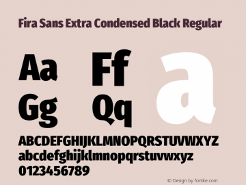 Fira Sans Extra Condensed Black Regular  Font Sample