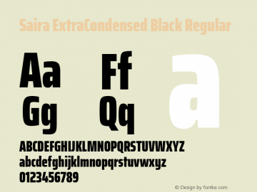 Saira ExtraCondensed Black Regular  Font Sample