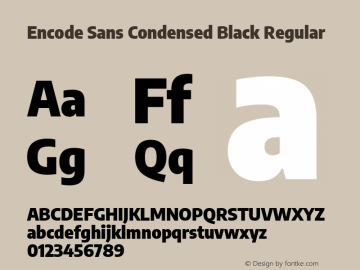 Encode Sans Condensed Black Regular  Font Sample
