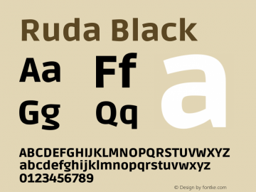 Ruda Black  Font Sample