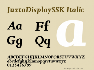 JuxtaDisplaySSK Italic Macromedia Fontographer 4.1 8/3/95图片样张