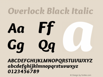 Overlock Black Italic  Font Sample