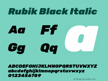 Rubik Black Italic  Font Sample