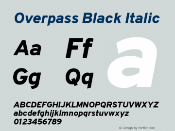 Overpass Black Italic  Font Sample