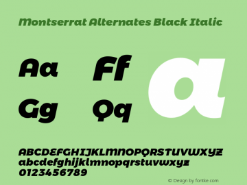 Montserrat Alternates Black Italic  Font Sample