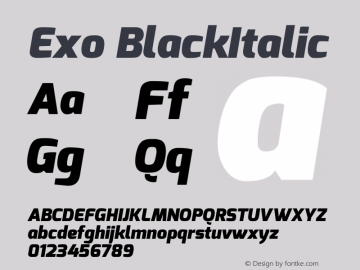 Exo BlackItalic  Font Sample