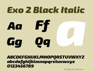 Exo 2 Black Italic  Font Sample