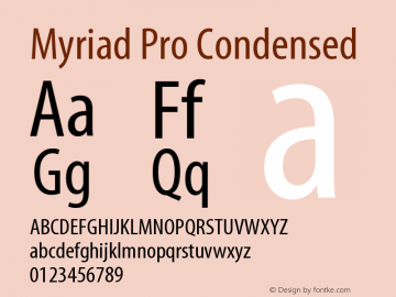 MyriadPro-Cond Version 2.037;PS 2.000;hotconv 1.0.51;makeotf.lib2.0.18671 Font Sample